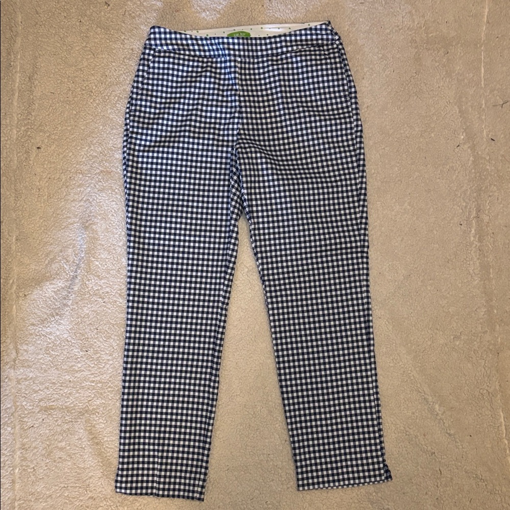 Swing Control Pull On Stretch Navy Gingham Golf P… - image 1